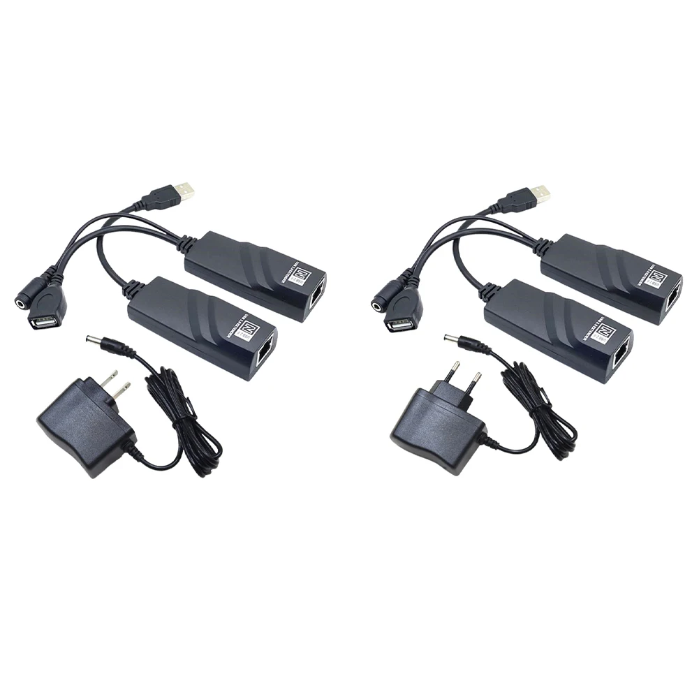 Extensor USB 2.0 para RJ45 com adaptador de alimentação Conexões de cabo de extensão Ethernet de até 100 m para teclado de mouse de câmera