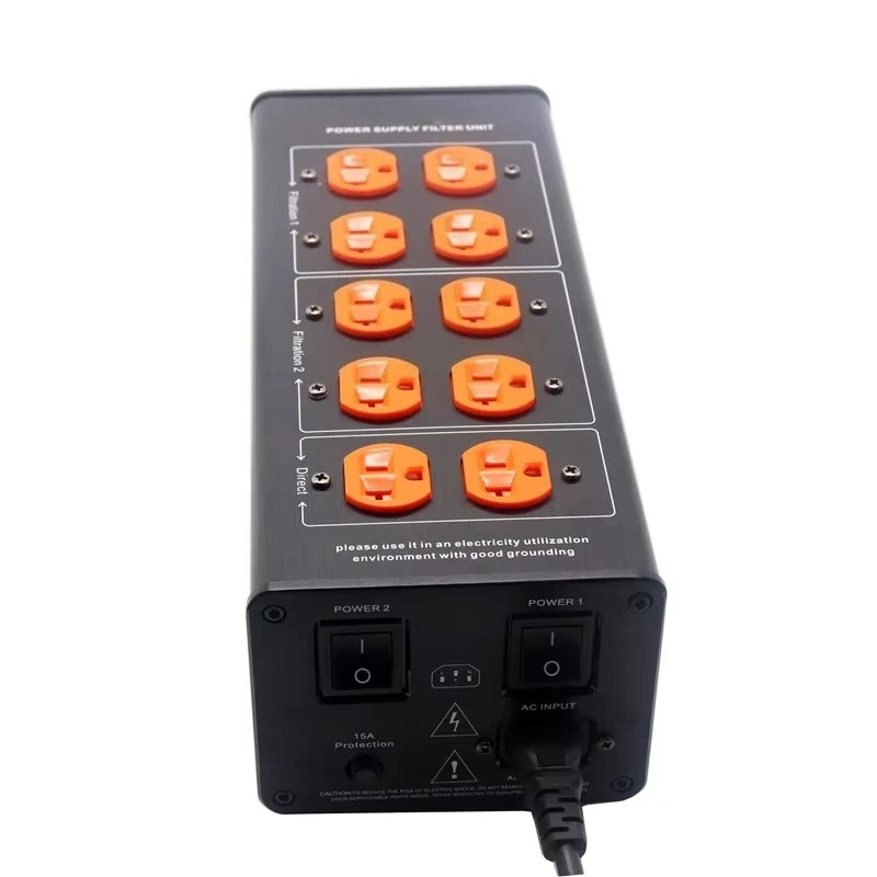 3000W 15A Audio AC Power Conditioner Noise Filter HI FI Amplifier US Standard Outlets Aluminum Wall Distributor Socket