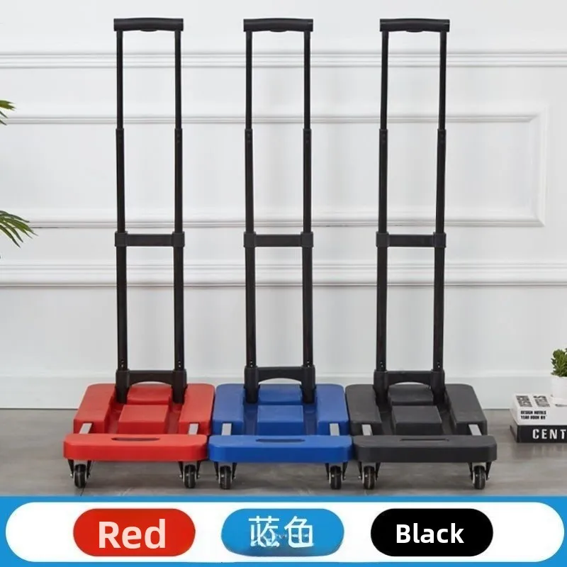 ポータブル手引きショッピングカート折りたたみ式6輪ドーリー荷物運搬用プルバーフラットハンドプッシュカートステンレス鋼ボディ