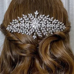 Luxury Bride Hair Comb For Wedding Hair Pieces Cubic Zirconia Bridal Hair Clip Headdress Prom Party Hair Jewelry Accessories