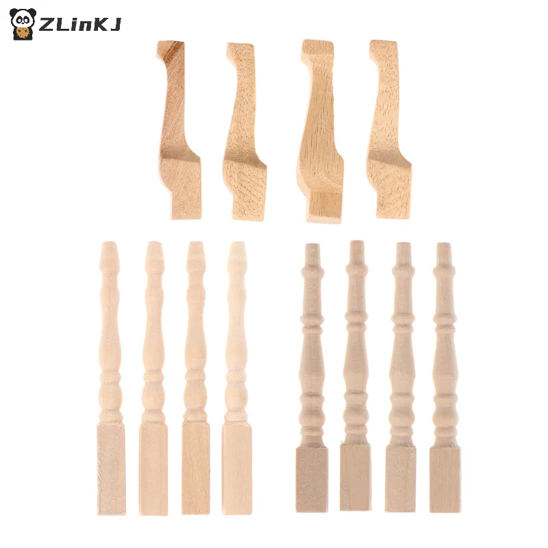 ▶ 4 Stück/Set 1:12 Holz-Puppenhaus Tischbein Miniatur-Möbel DIY Puppenhaus-Zubehör Simulations-Tischfüße Modell Puppenhaus-Spielzeug