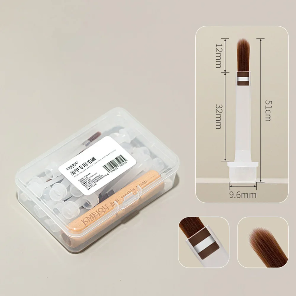 20 Stück Einweg-Nagellackpinsel mit Holzgriff und Box, Gel-Lack-Ersatzpinsel-Set für Dip Base Coat, Salonbedarf – Detail 3