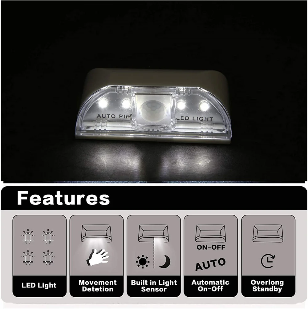 LED Intelligent Keyhole Light Lamp Door Lock Sensor Lamp Battery Operated Auto Motion Detector for Kitchen Hallway Stairway