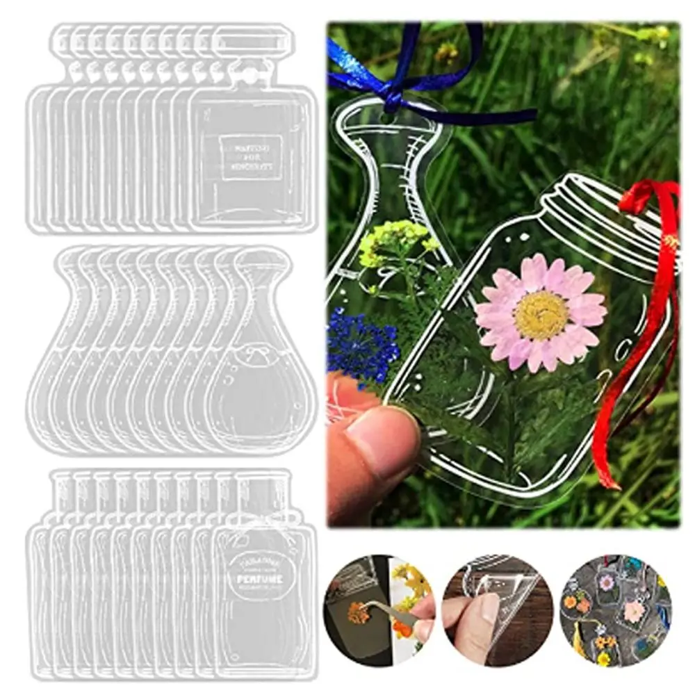 Wishing Bottle Pattern Pressed Flower Bookmark Herbarium Bookmarks Flower Page Bookmark Transparent Dried Flower Bookmarks