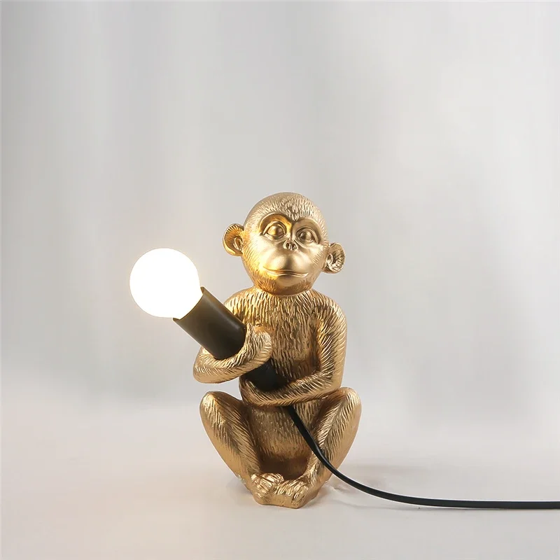 Imagem -03 - Mini Monkey Table Lamp Resina Nórdica Animal Desk Light Decoração do Quarto do Ornamento Decoração do Quarto das Crianças Amigos Luzes