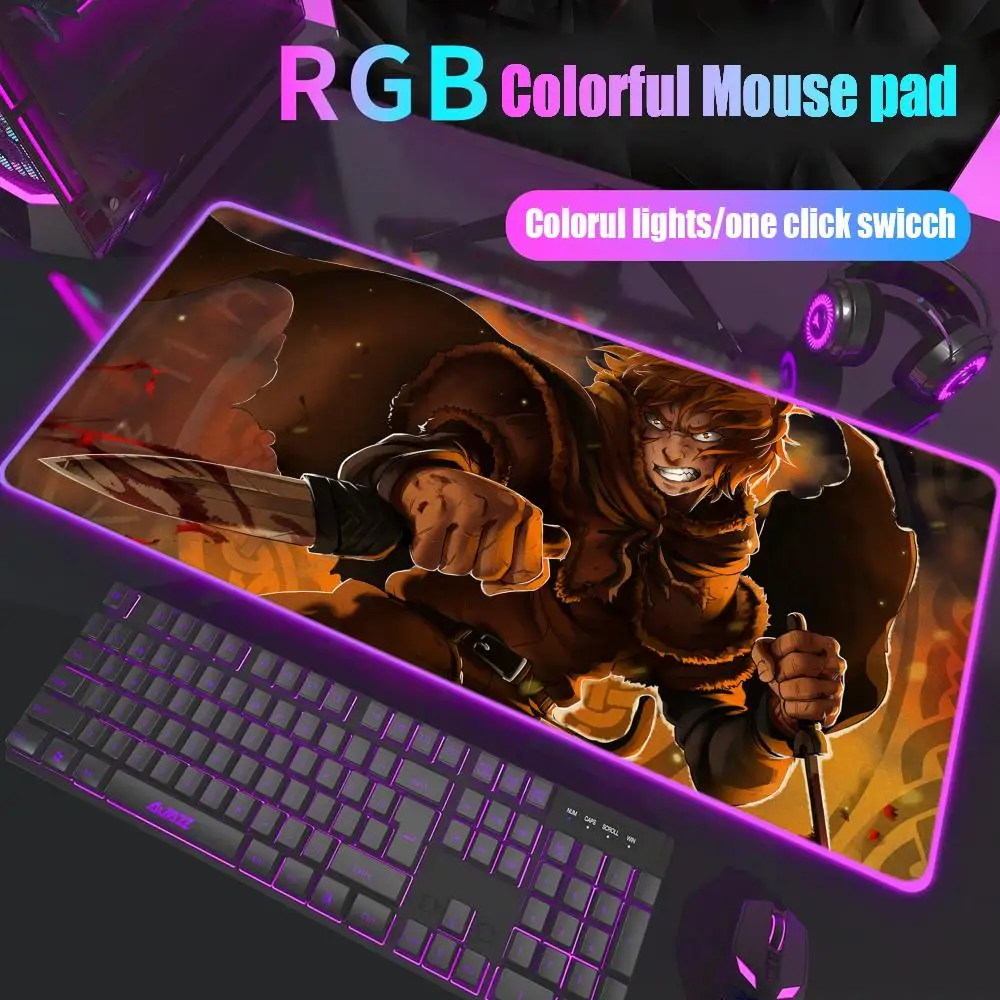 

Anime Vinland Saga Mouse Pad Gamer Rgb Desk Mat Back Light Led Mousepad Setup Gaming Accessories Deskmat Big Mousepad Backlight