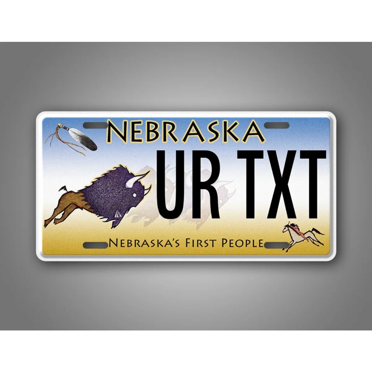 Placa de Matrícula Personalizada de Nebraska con Cualquier Texto, 6x12, Accesorio Exterior para Automóvil (Solo para Decoración)