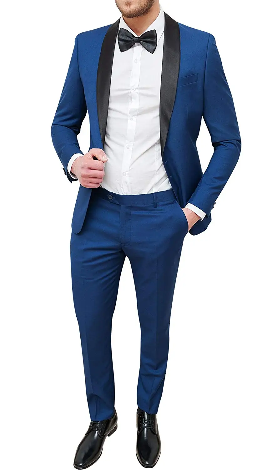 Royal Blue Men\'s 2 Pieces Dinner Wedding Groom Tuxedo Suit Slim Fit Shawl Lapel Jacket and Trousers for Business