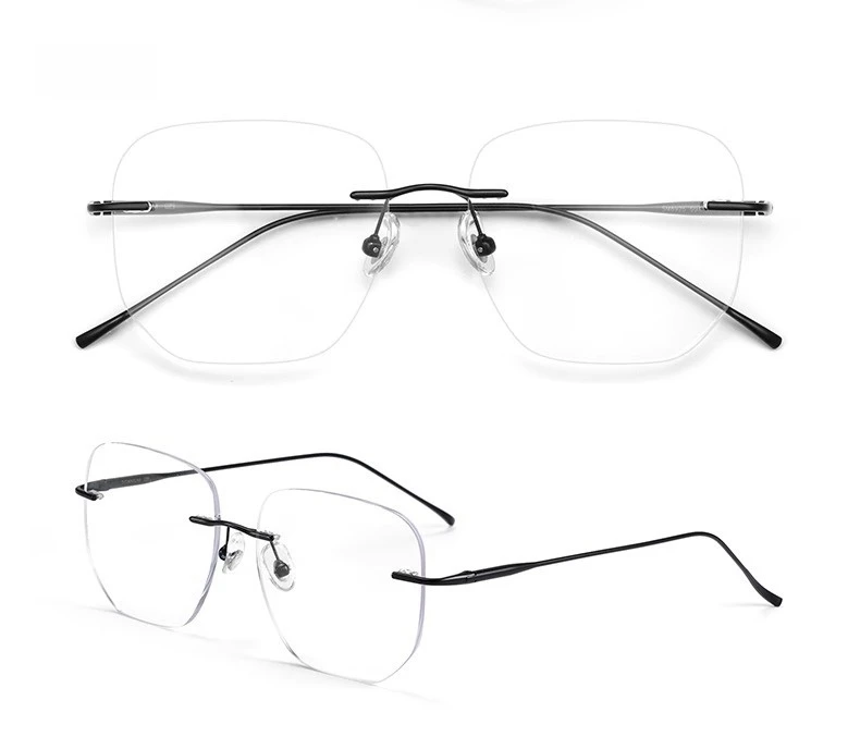 YIMARUILI Mode Temperament Reinem Titan Randlose Brille Frauen Retro Trend Optische Brillen Rahmen Männer 8925-F – Detail 12