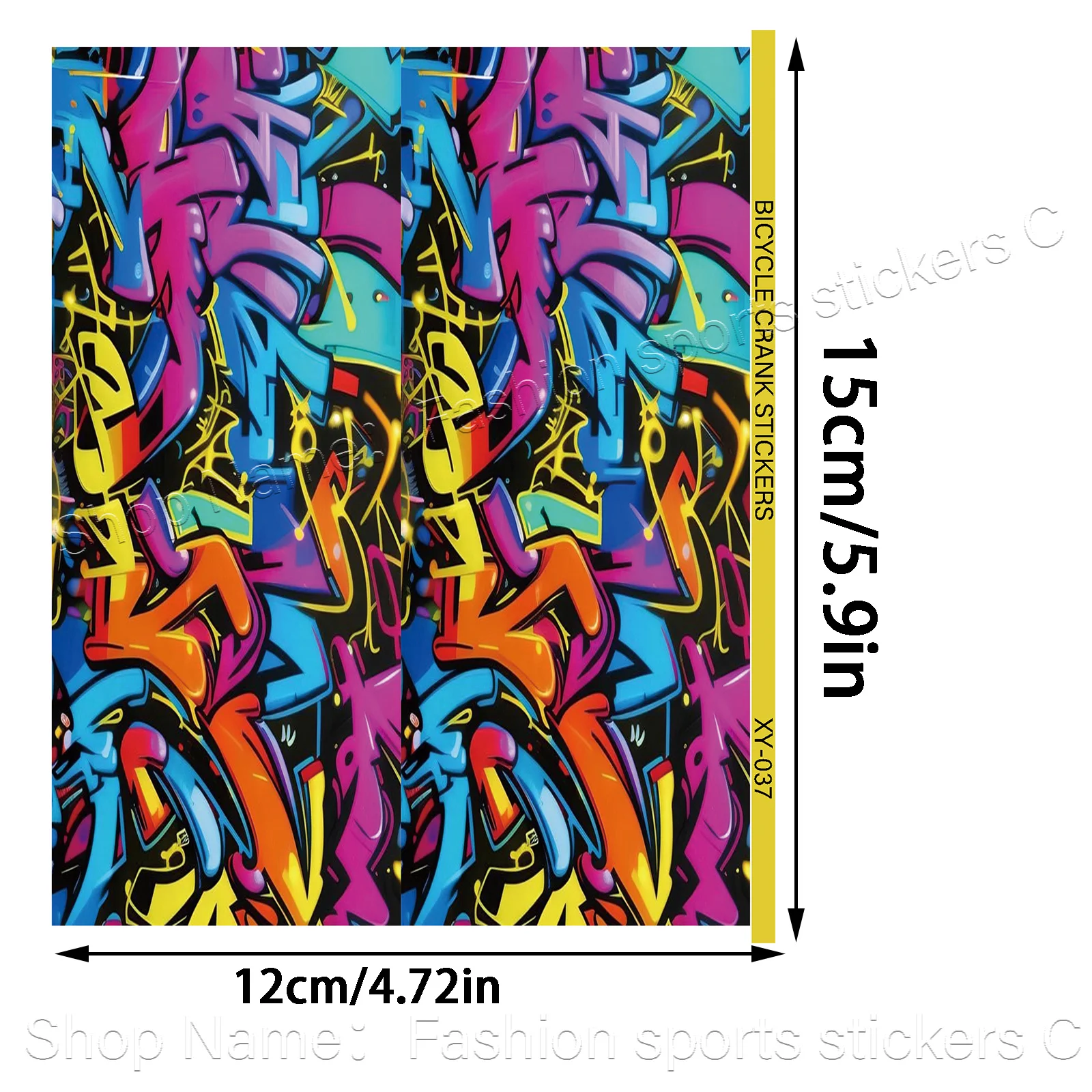 1 Set Colorful Graffiti Style Waterproof PVC Crank Arm Stickers, Compatible with MTB Road Bike
