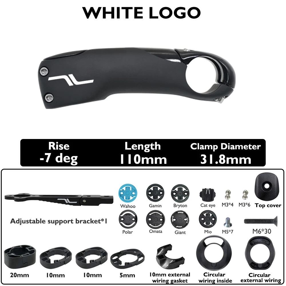 SES Aero koolstofvezel stuurpen, racefiets stuurpen, interne kabelgeleiding, -7 °   hoek, 80 mm-130 mm, inclusief beugel-/afstandhouders accessoire