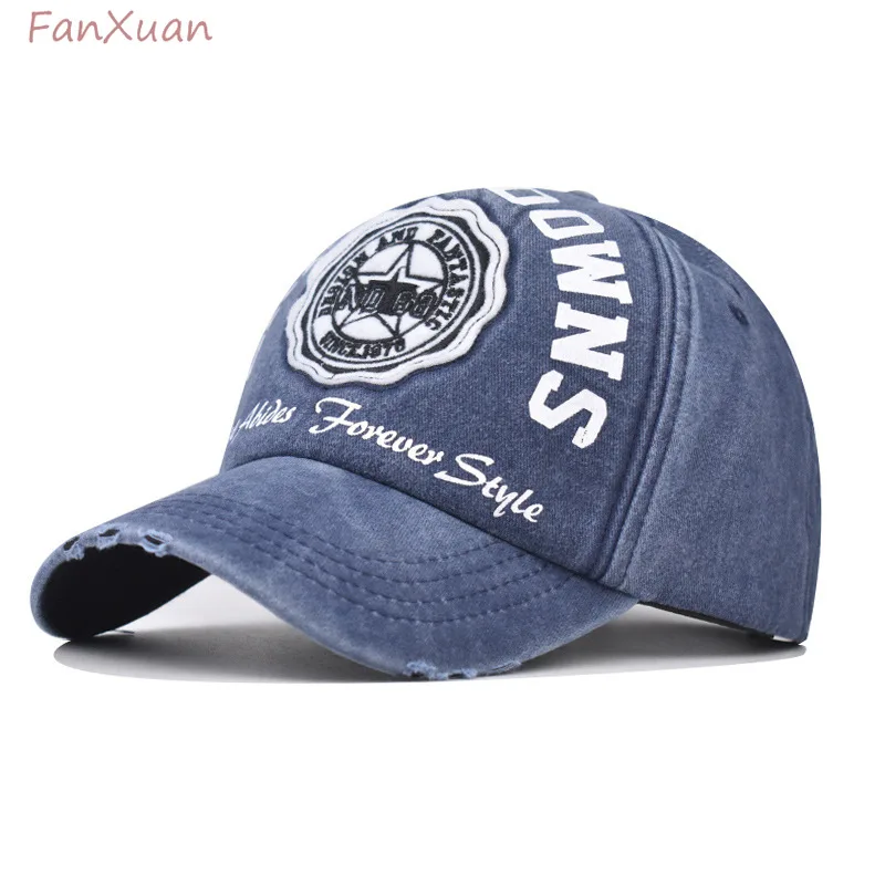 

Fashion Round Label Baseball Cap Lettersr Print Cotton Summer Cap for Men Washed Cotton Trucker Hats