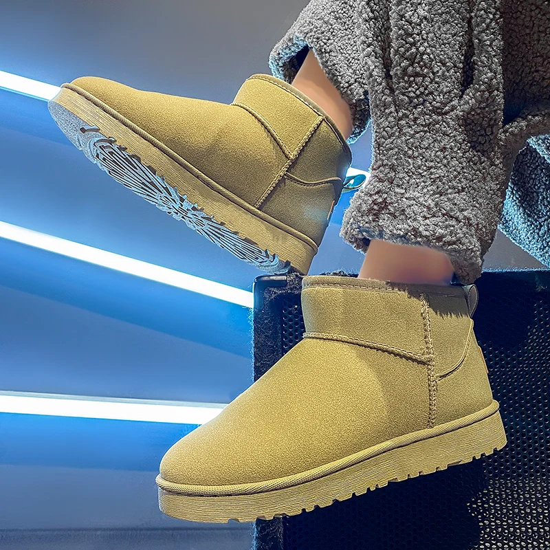 

Winter High Top Short Boots with Thick Wool Lining for Warmth and Outdoor Anti Slip, Simple and Multifunctional