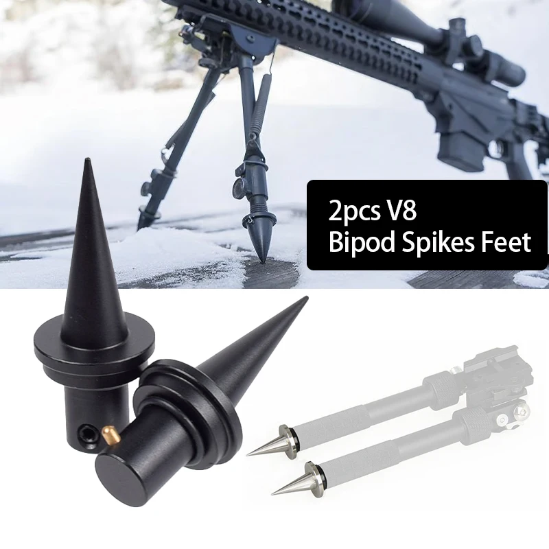 

Tactical 2pcs Aluminum Alloy V8Bipod Spikes Feet Gun Holder AdapterQuick Install Release ReplacementHunting Accessories Tiptoe