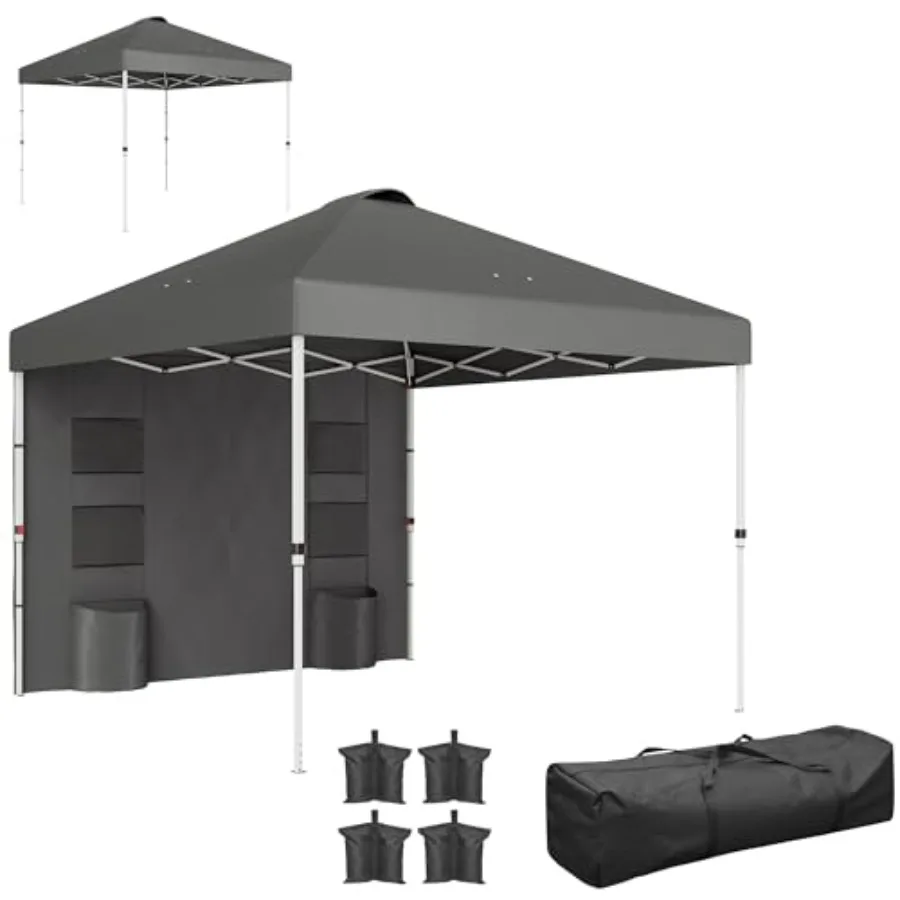 

10' x 10' Pop Up Canopy Tent with Sidewalls UPF50+ Instant Sun Shelter for Outdoor Patio Events Vented Roof Design for Improved