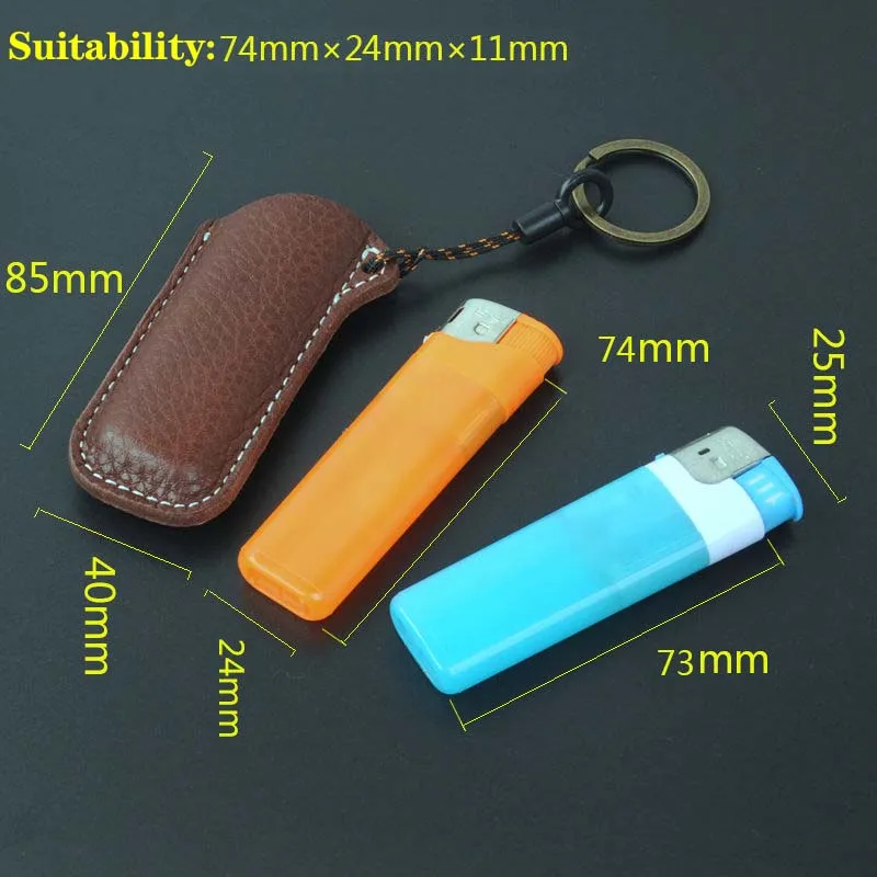 High-Quality Leather Handmade Keychain holster Explosion-Proof Gas Lighter Protect Case For Bic Lighters Reusable Leather Cover