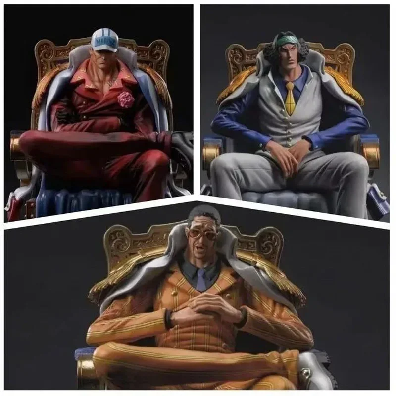 One Piece Handwork Anime Figure Admirals Kizaru Akainu Aokiji Figures Statue Figurine Collectible Model Doll Toy Decoration 27cm