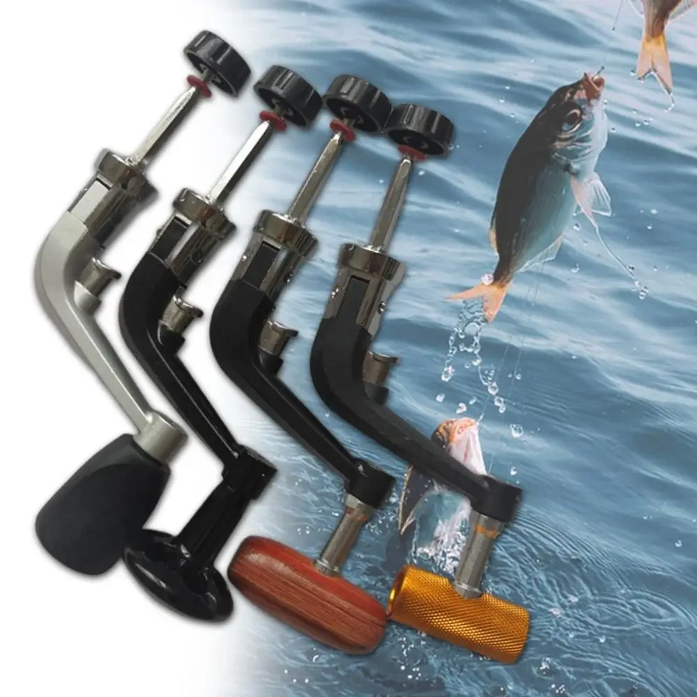 

New Metal Wood Fishing Reel Handle 1000-7000 Series Silver Black Replacement Fishing Arm Wheel Metal Spool Fishing