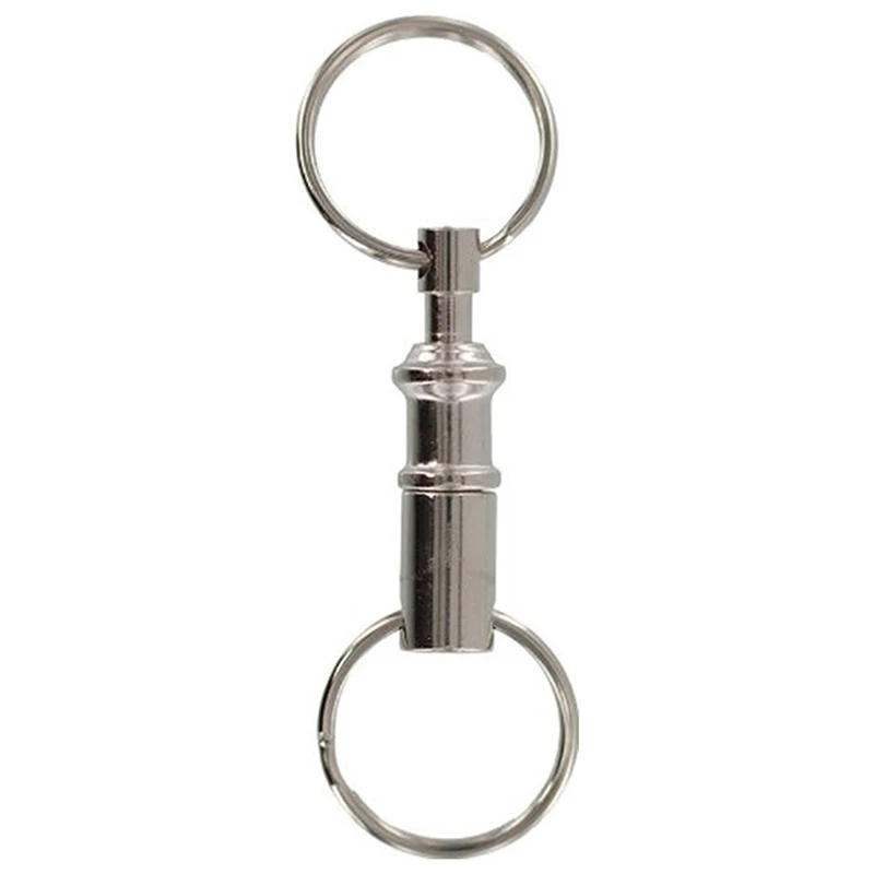 2 pçs removível keyring liberação rápida chaveiro duplo destacável anel chave snap lock titular aço pull-apart chaveiros