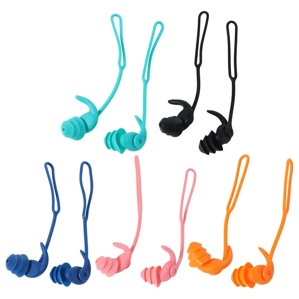 

1 Pair Waterproof Swimming Earplugs Comfort Silicone Corded Ear Plug with silicone strap Silence Waterproof Earplug