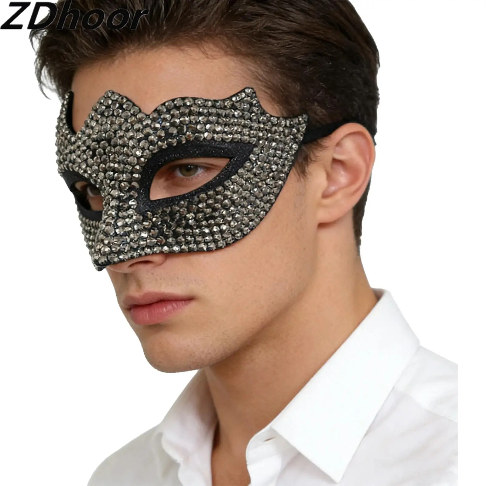 

Vintage Masquerade Dance Party Mask Rhinestone-embellished Half-face Eagle-beak Fashion Eye Mask for Halloween