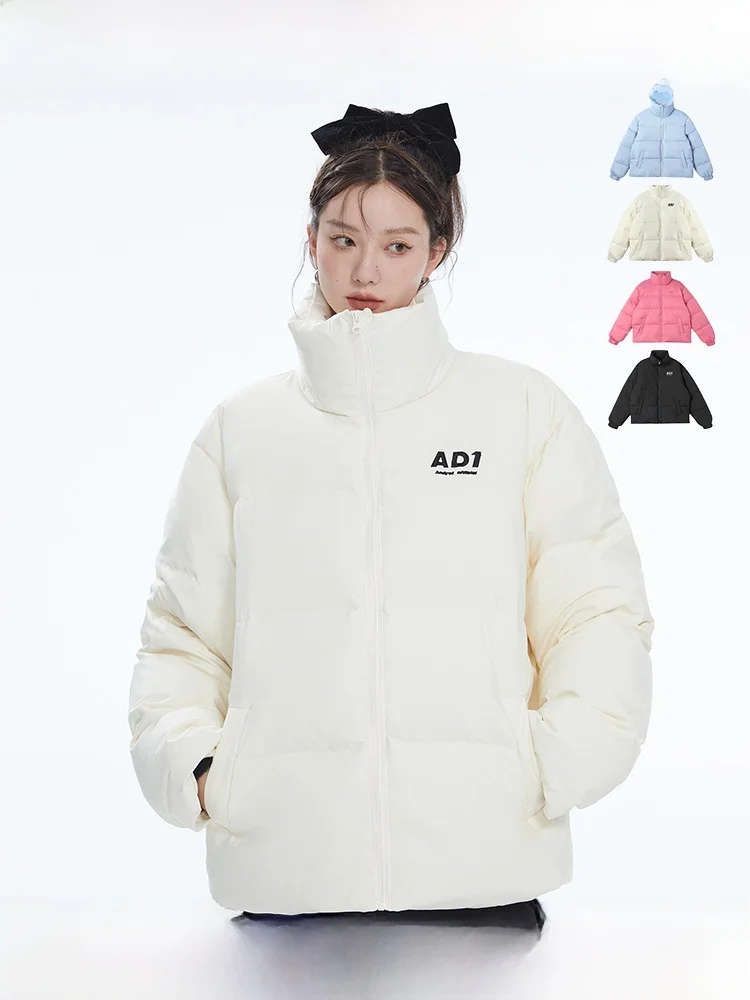 

ANDYET AD Original mat Winter Basic Loose Fit Stand Collar Cotton Jaet Women Versatile Thiened Long Sve Zipper
