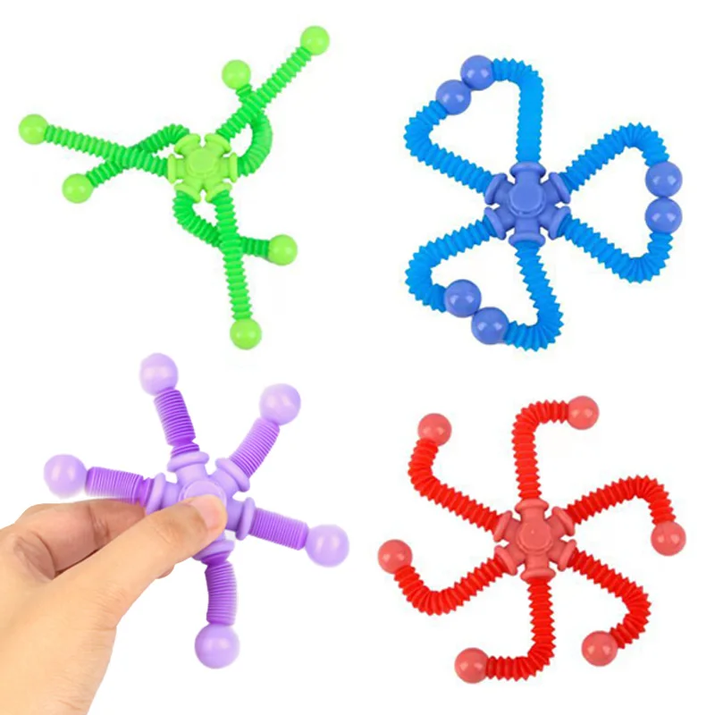 Children Fidget Spinner Toys Autism Sensory Pop Tubes Transformable Stress Relief Fingertip Gyros Toy for Adults Kids Gifts