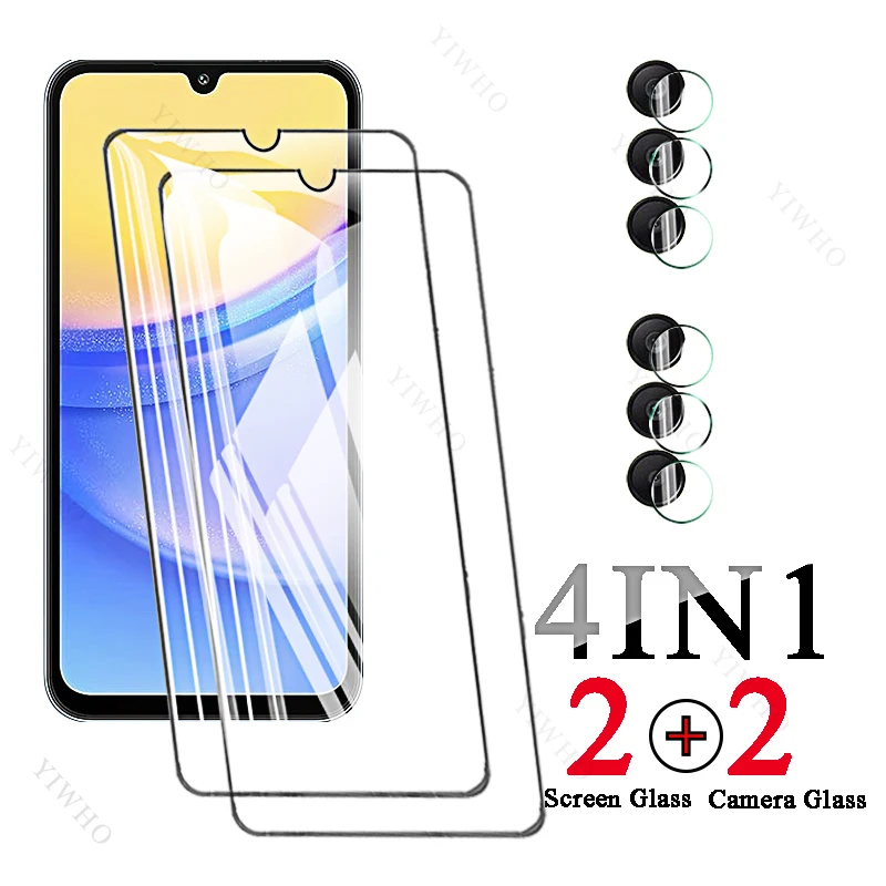 4in1 Protection Glass for Samsung Galaxy A15 5G A 15 SM-A156B Screen Protectors Tempered Glass Camera Lens Fingerprint Unlock HD