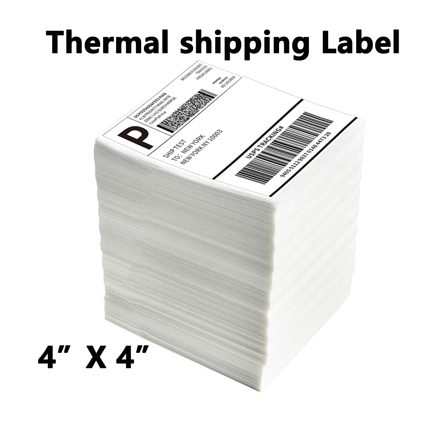 4*4'*100 Sheets Adhesive Shipping Label Thermal Label Thermal Transfer Label Sticker, Thermal Paper Label