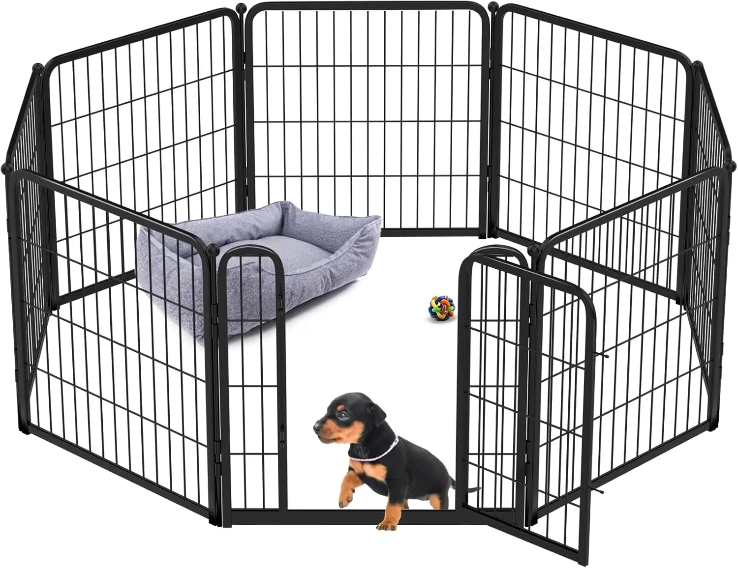 Homeplus Indoor Dog Playpen - Stress-Free and Safe Play, 24 Inch 8 Panels for Puppy and Small Dogs, Black