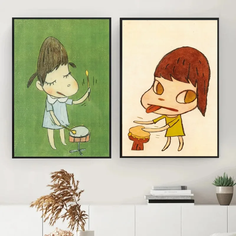 اليابان يوشيتومو نارا الكرتون حلم دمية الملصقات والمطبوعات قماش الطباعة جدار صورة فنية لغرفة المعيشة الحضانة ديكور هدية