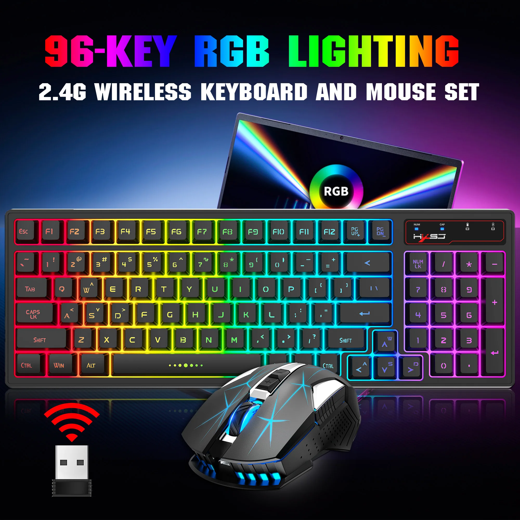 Top! 2.4G Wireless Keyboard and Mouse Combo Mini Multimedia Full-size Keyboard Mouse Set For Computer Notebook Laptop Desktop