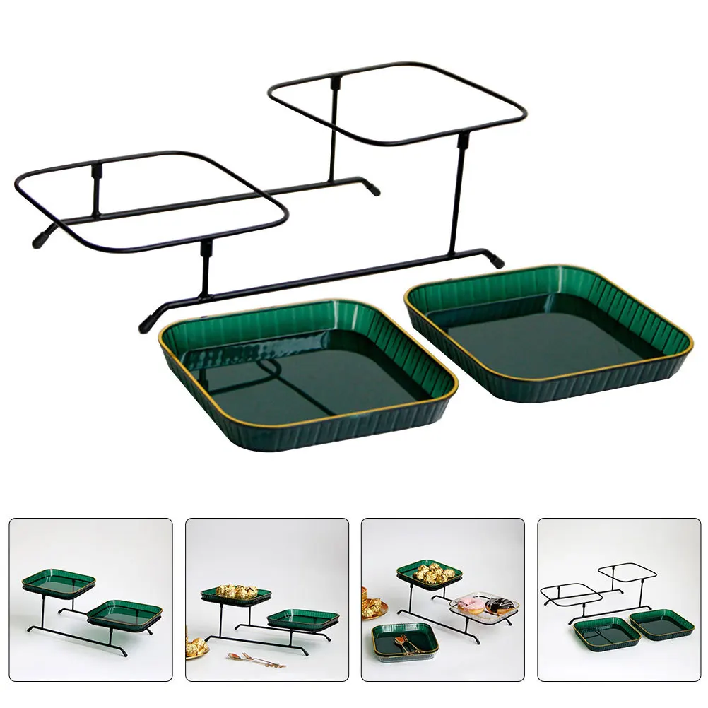 

1Set Cake Serving Stand Dessert Tray Multi-Function Fruit Holder Iron Plastic Storage Tray Snacks Candy Display