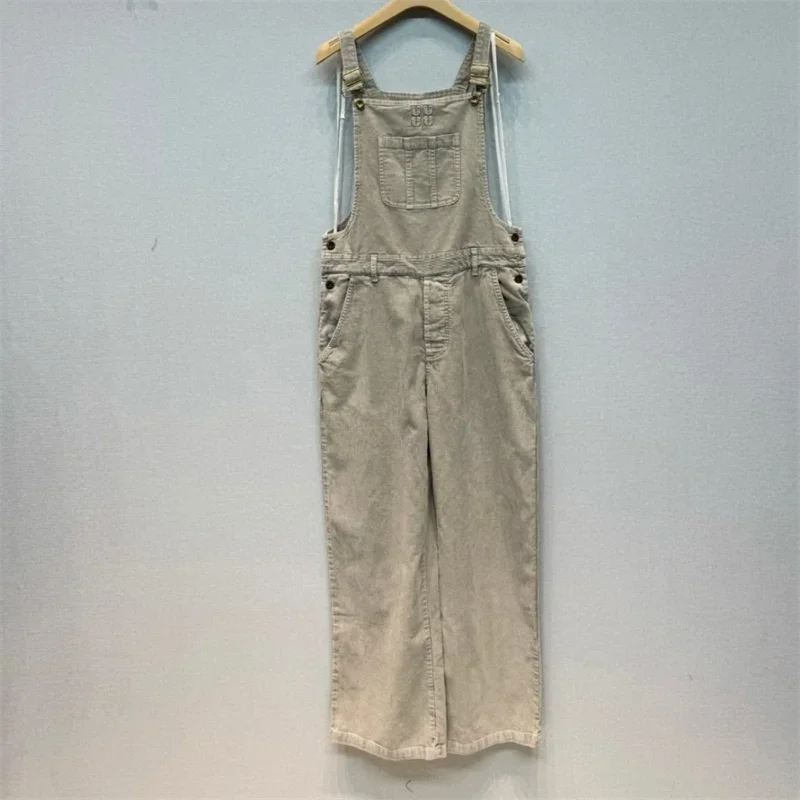 

for Women Clothing u508922 Autumn and Winter New Corduroy beige colour Sleeveless Strap Skirt or Suspender Pants LOOSE FIT 2024