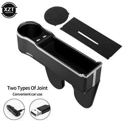 Car Seat Gap Organizer Dual USB Charging Car Seat Gap Filler Car Seat Organizer Front Seat with Cup Holder PU Storage Box
