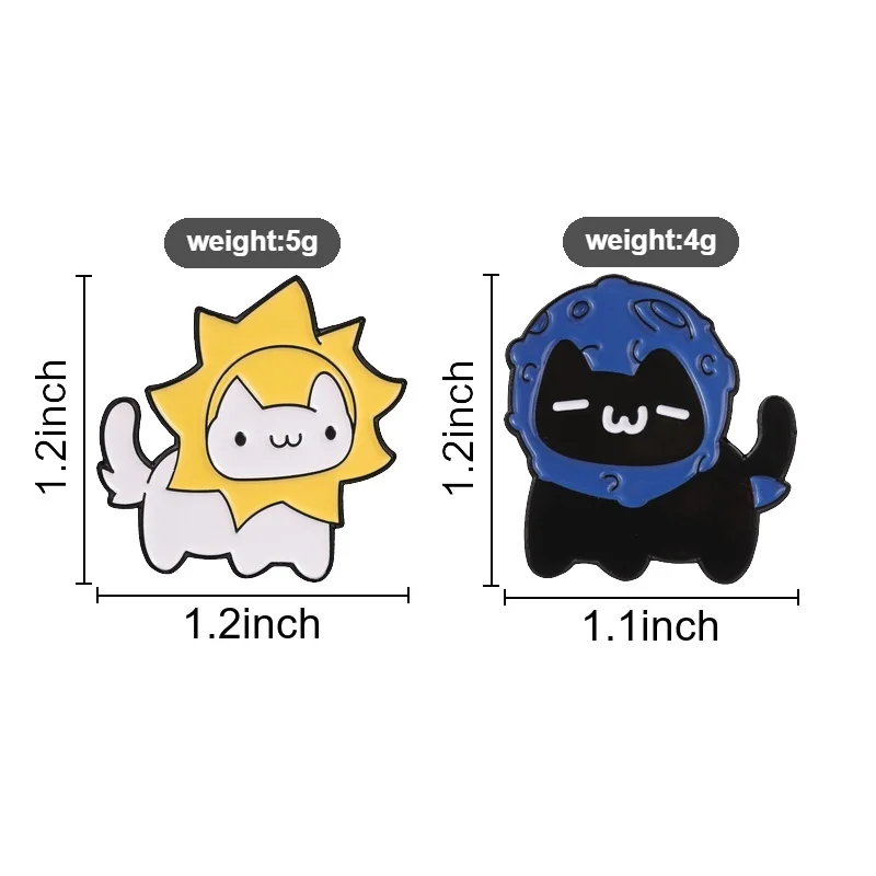 Sun and Moon Cats Enamel Pin,Sun and Moon Cats Couple Badge,Fashion Backpack Clothes Accessory,Gift For Couples and Best Friends