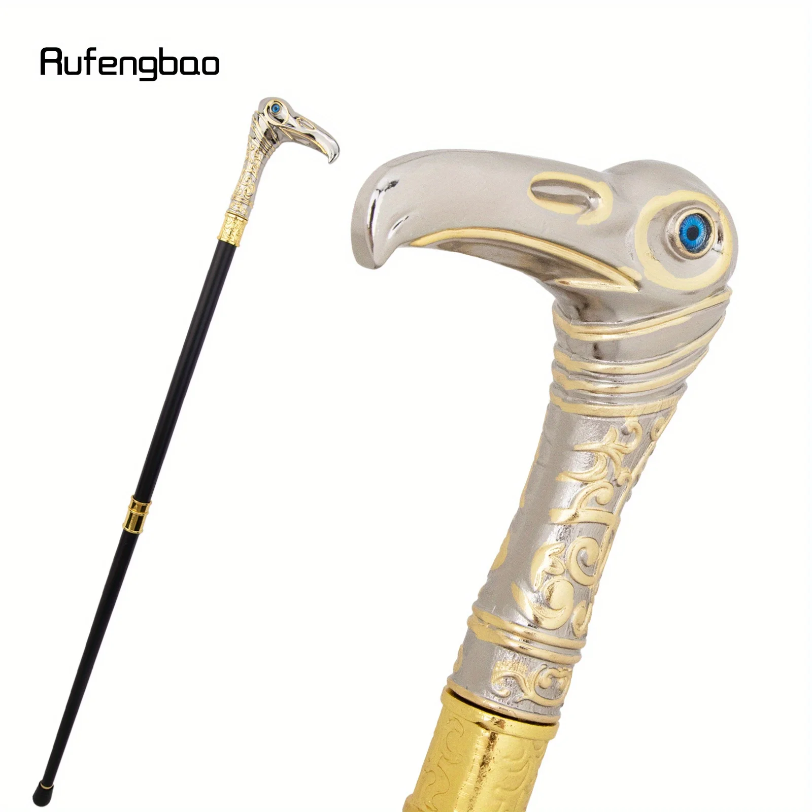 الذهبي الأبيض النسر رئيس الفاخرة الزخرفية عصا للمشي الفاخرة عصا قصب تأثيري سبيكة Crosier عصا الأداء المرحلة قصب 93 سنتيمتر #3