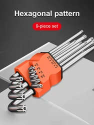 Набор торцевых ключей Torx, комплект из 9 шестигранных гаечных ключей с шестигранной головкой и L-образным концом, ручные инструменты для ремонта