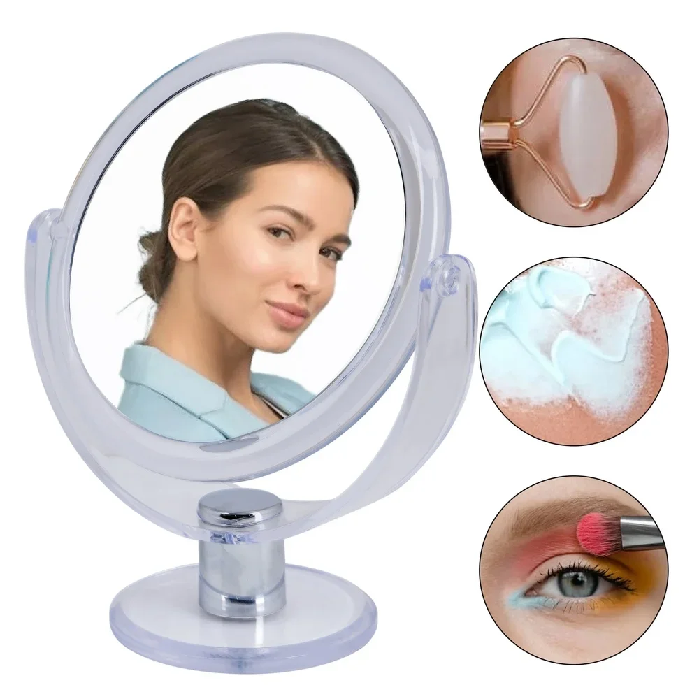 Dual Sided 10X Magnification Rubberized Vanity Mirror Freestanding Makeup Mirror Ideal Dressing Table Desk