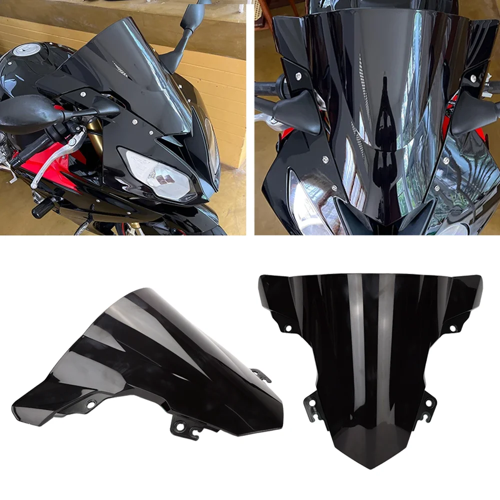 For BMW S 1000 RR 2015 2016 2017 2018 Clear Motorcycle Windshield Double Bubble WindScreen S 1000 RR Wind Deflector Accessories