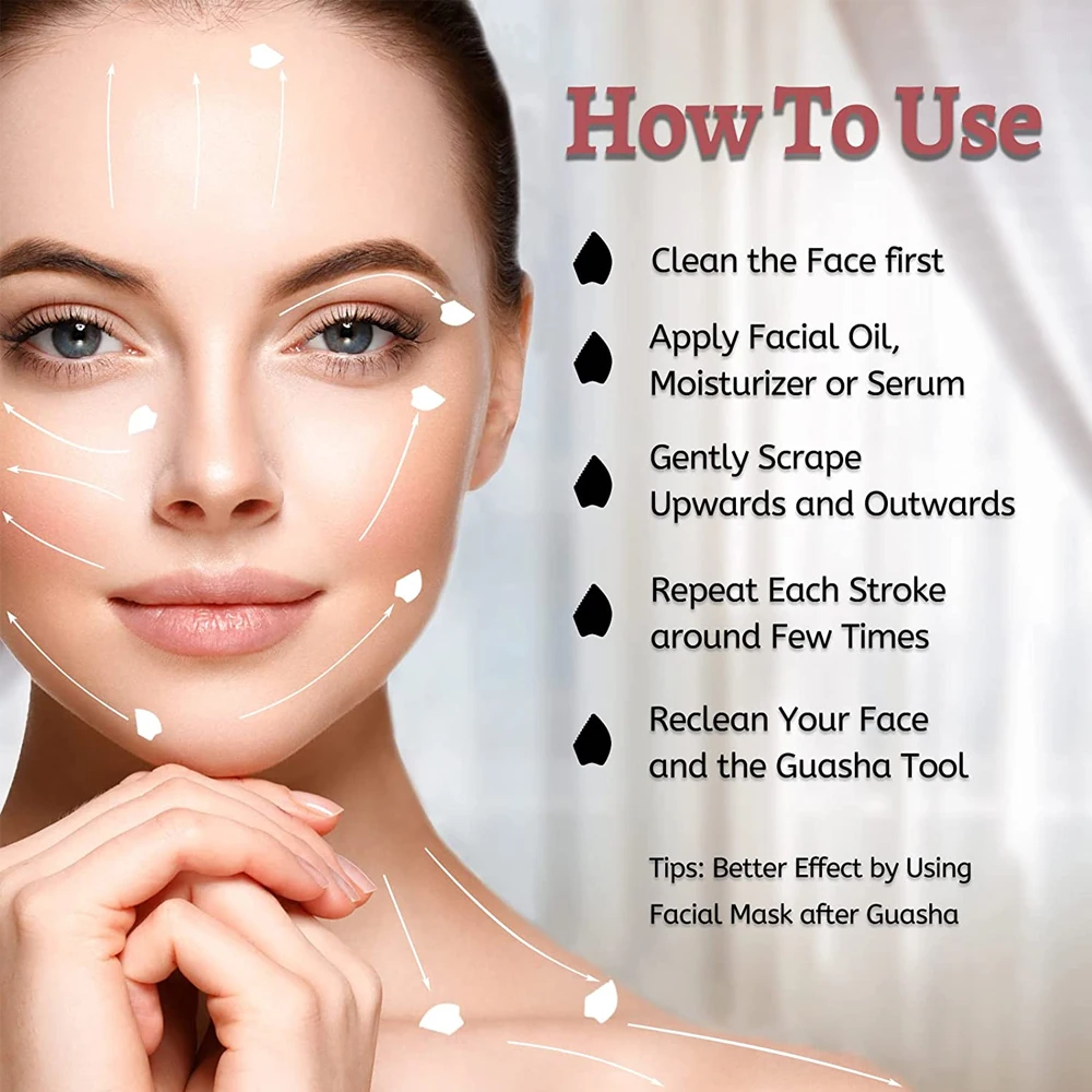 أدوات تدليك الوجه والجسم غوا شا، حجر غوا شا بيان فريد من نوعه ذو 9 حواف، حجر غوا شا ثلاثي الأبعاد مع حواف، أداة تدليك كشط غوا شا