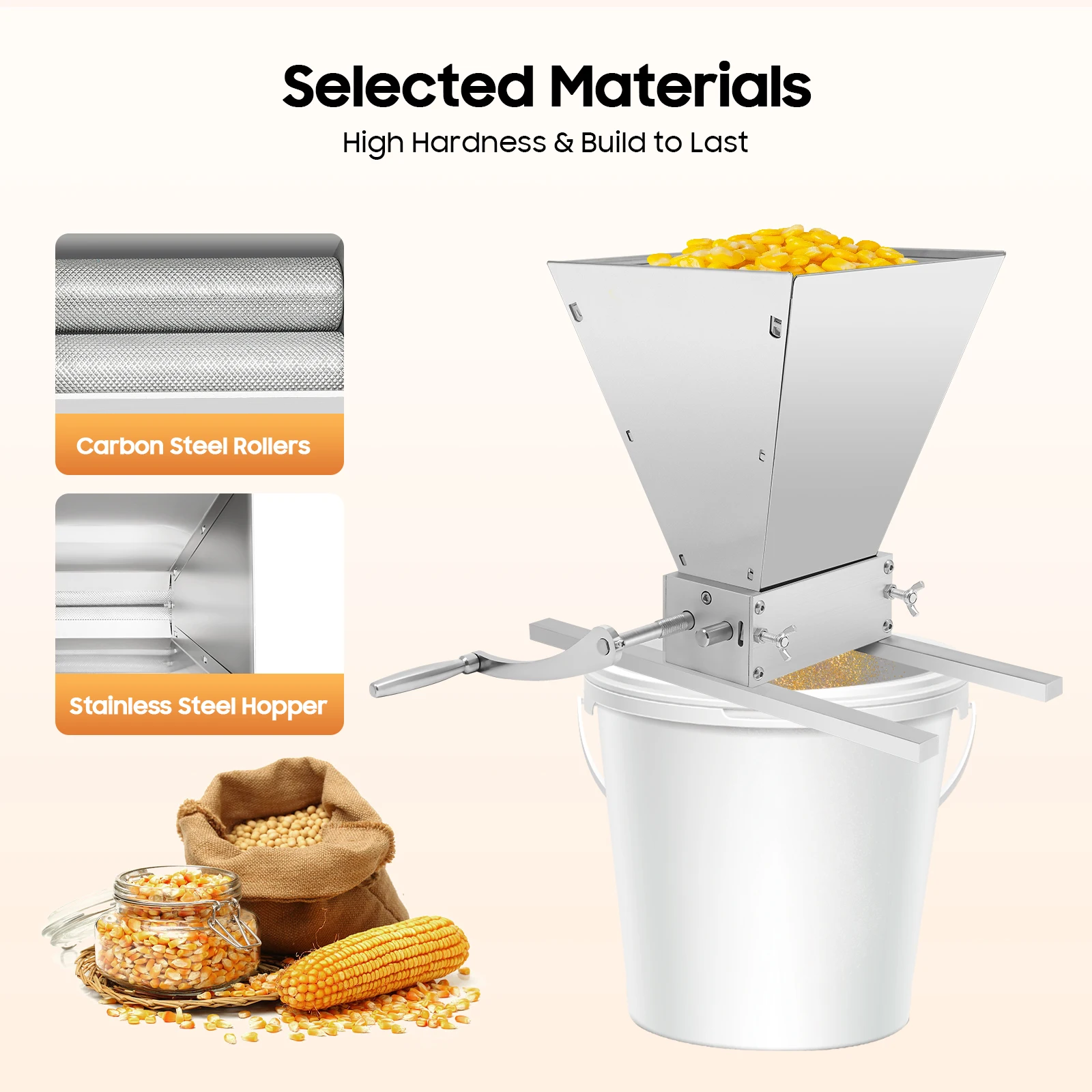 

Manual Roller Grain Mill 4L Adjustable Low Speed Drill Corn Crusher Machine