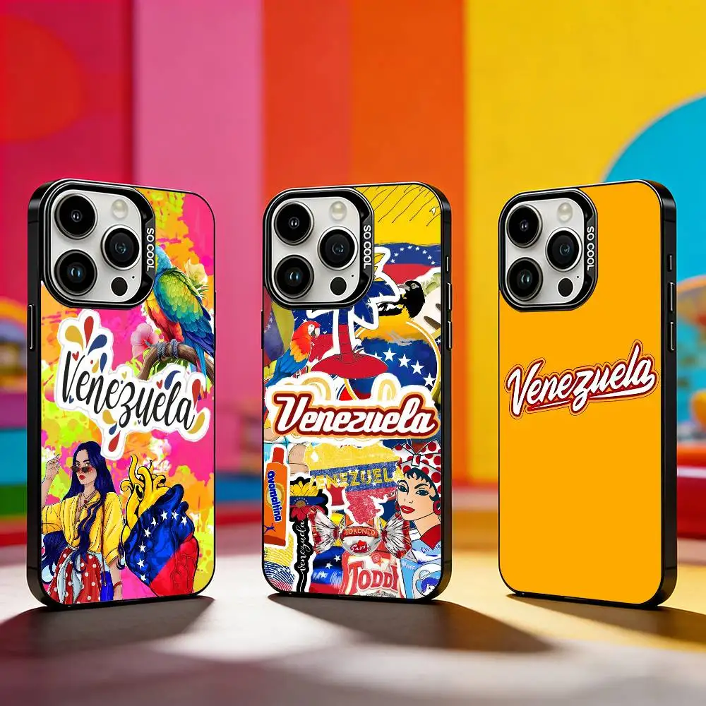 

V-Venezuela Art Print Phone Case For iPhone 17,16,15,14,13,12,11 Plus,Pro Max,XS,Colored silver phone case