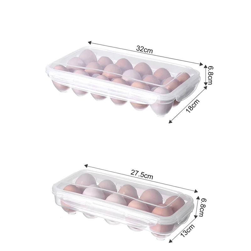 Egg Storage Box Fridge Preservation 18/10 Grids Egg Storage Box Transparent Egg Tray Containers Kitchen Refrigerator Organizer