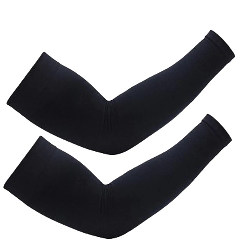 1Pairs High Elastic Sports Arm Sleeves Cycling Sun UV Protection Outdoor Fishing Running Gym Fitness Arm Sleeves Black/White