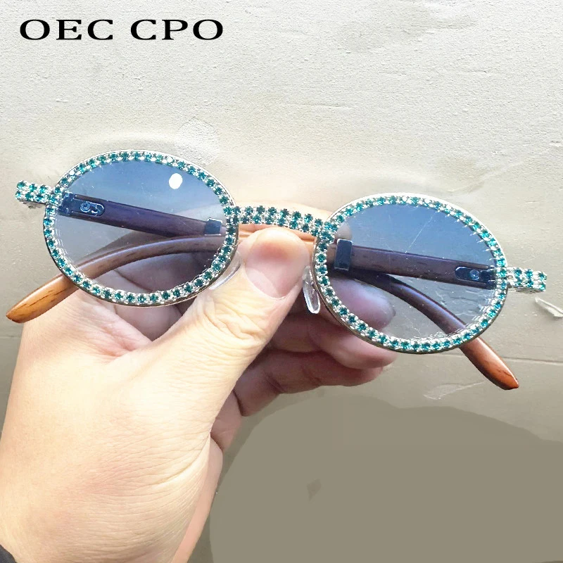 Diamentowe luksusowe metalowe okulary przeciwsłoneczne UV400 moda Rhinestone owalne okulary odcienie dla kobiet stylowy projektant marki kobiece okulary przeciwsłoneczne — zdjęcie 6