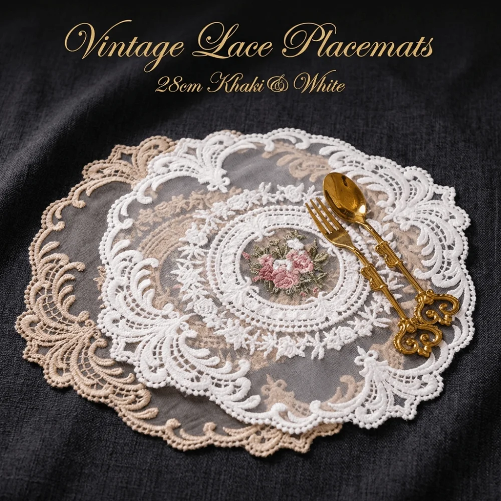 Vintage Lace Dining Table Cover White Heat Resistant Coffee Coaster Doily Round Embroidered Table Cloth Home Decor
