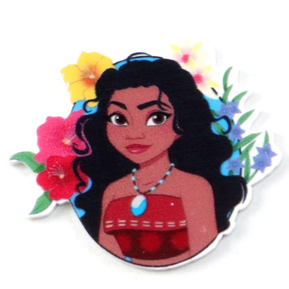 Disney Princess Moana 5pcs/lot Planar Resin Flatback Craft Supplies Cabochon Scrapbook DIY Hair Bow Bag Material Acrylic