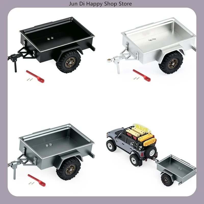 SCX30 Aluminum Alloy 1:30 Trailer Compatible with C8842, AX30 Crawler / Includes Crawler Brass Wheel Hubs & Tires