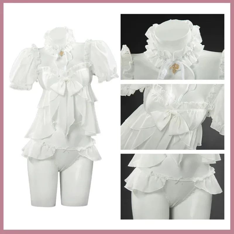 Игра NIKKE: Богиня Победы Дороти Косплей Костюм Летний Белый Купальник Шорты Парик Женский Сексуальный Карнавальный Костюм Бикини; 2'a,